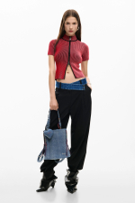 Rucsac mic din denim cu portofel inima