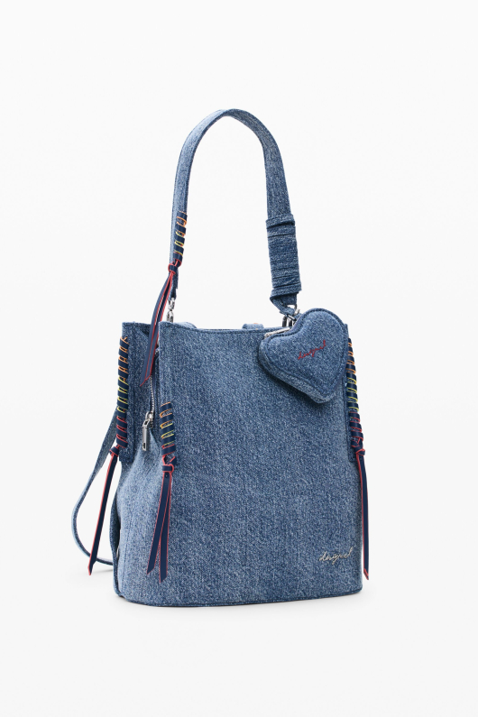 Rucsac mic din denim cu portofel inima