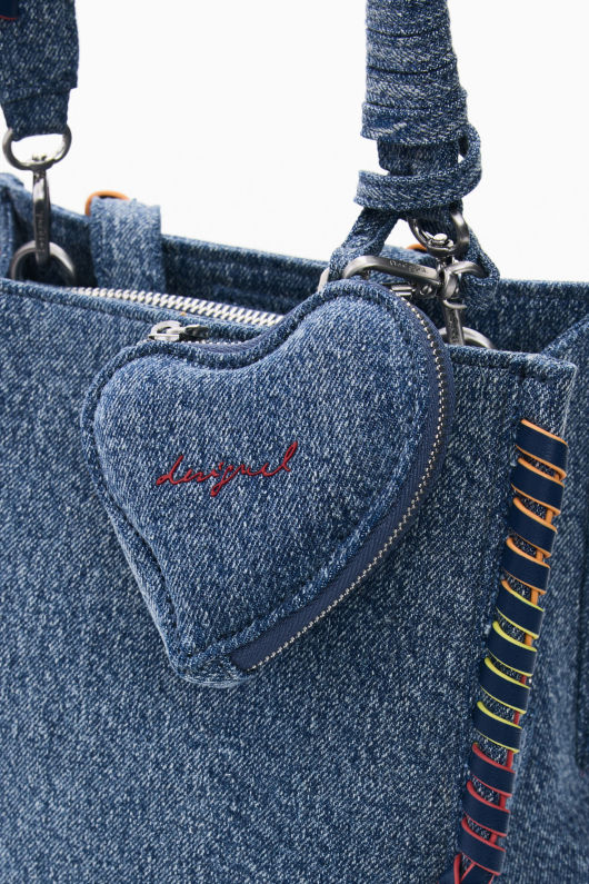 Rucsac mic din denim cu portofel inima