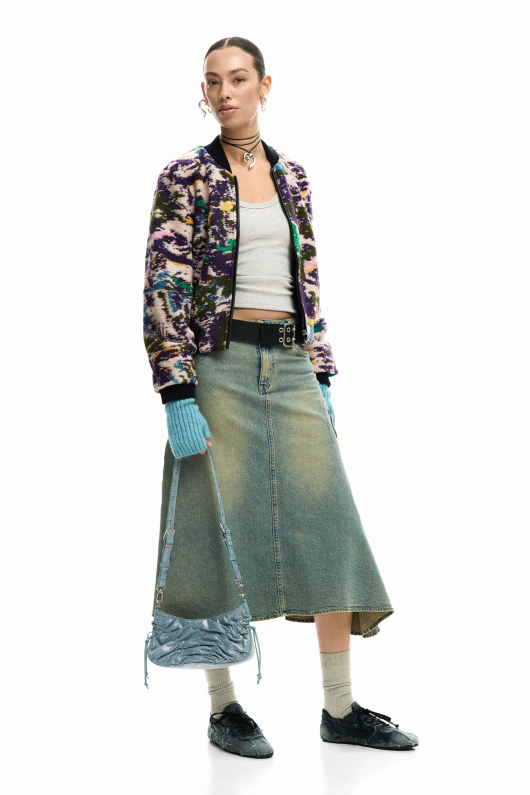 Geanta mica din denim incretita