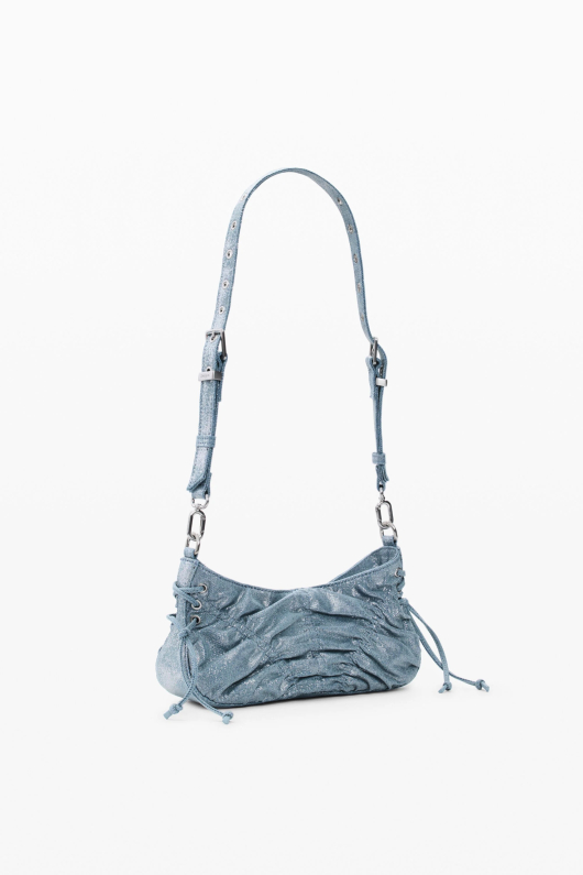 Geanta mica din denim incretita