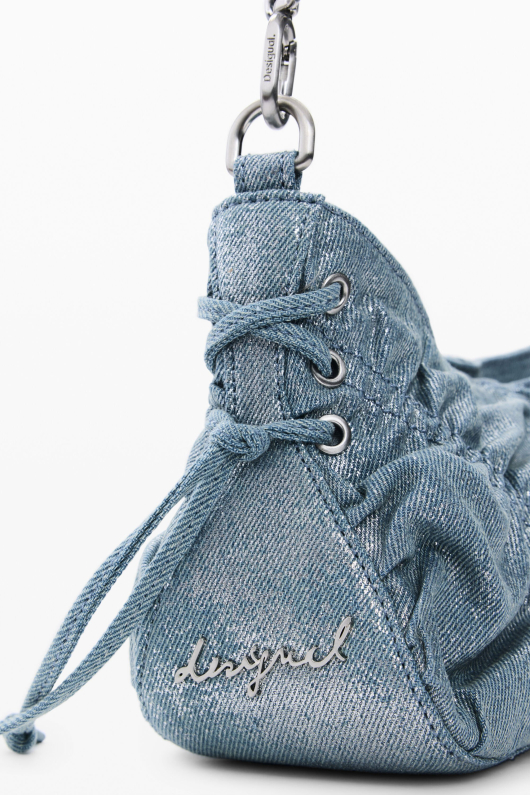 Geanta mica din denim incretita