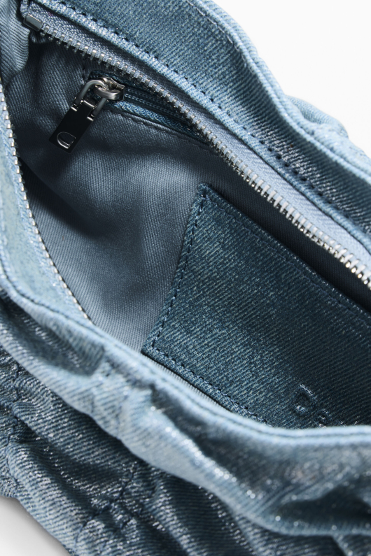 Geanta mica din denim incretita