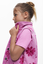 Vesta denim cu flori