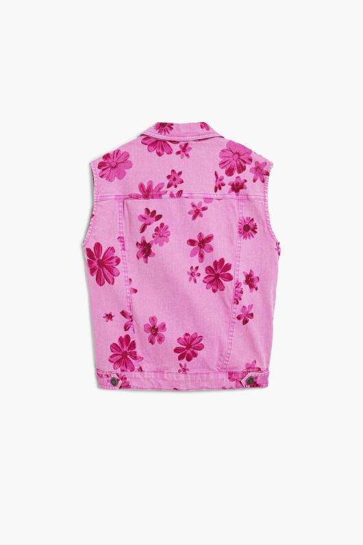 Vesta denim cu flori