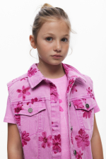 Vesta denim cu flori