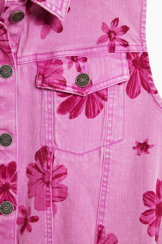 Vesta denim cu flori