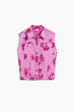 Vesta denim cu flori
