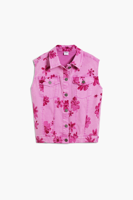 Vesta denim cu flori