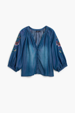 Bluza cu broderii cu maneci bufante