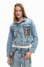 Geaca denim imprimata