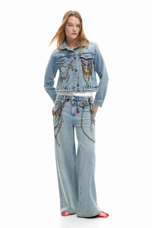 Geaca denim imprimata