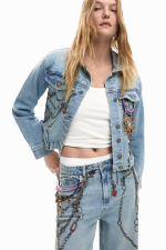 Geaca denim imprimata