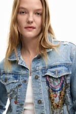 Geaca denim imprimata
