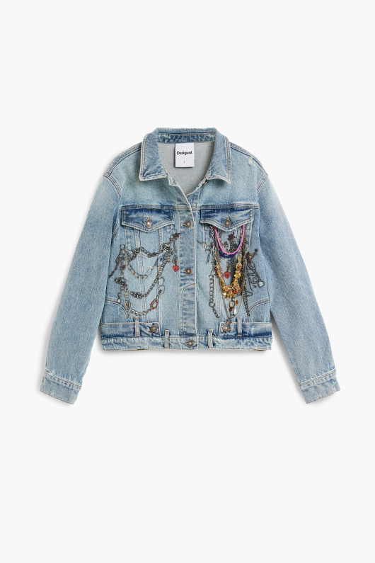 Geaca denim imprimata
