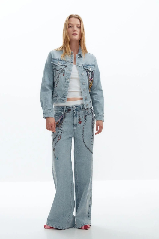 Geaca denim imprimata
