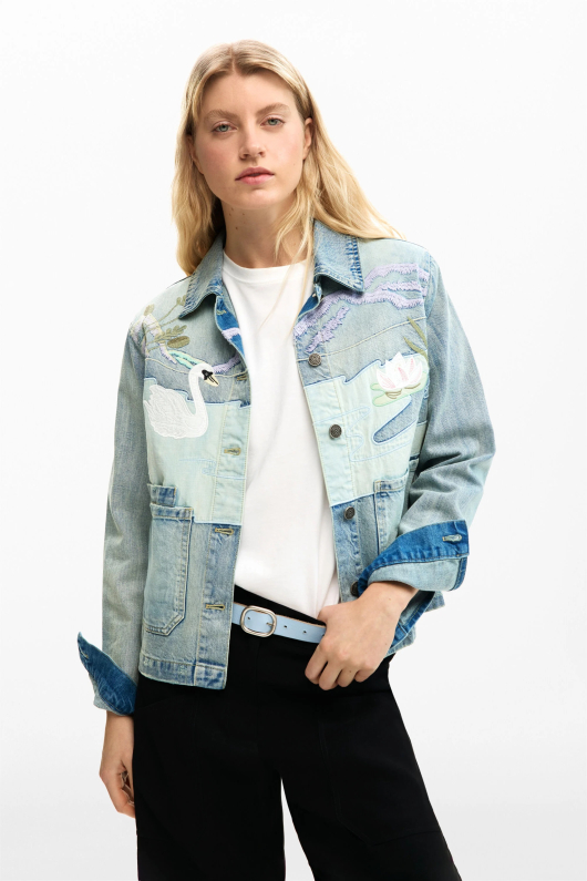Geaca denim patch