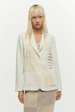 Sacou alb patchwork