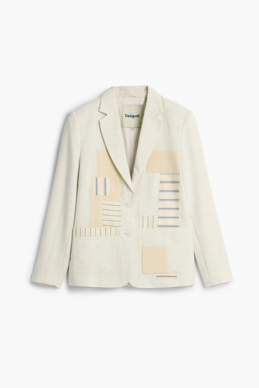 Sacou alb patchwork