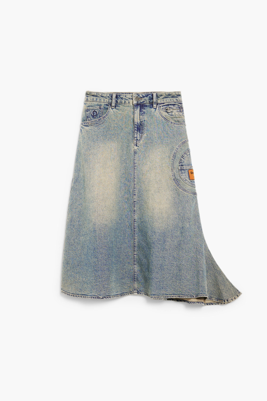 Fusta asimetrica din denim