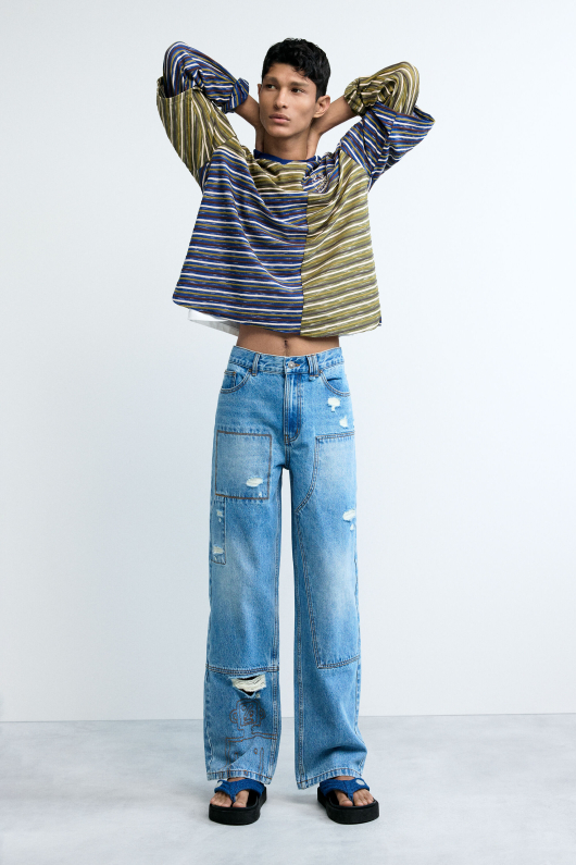 Pantaloni din denim cu cusaturi
