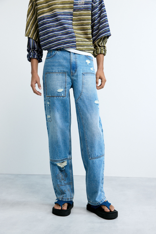 Pantaloni din denim cu cusaturi