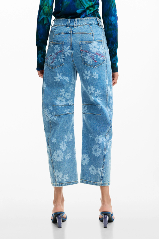 Pantaloni din denim cu flori