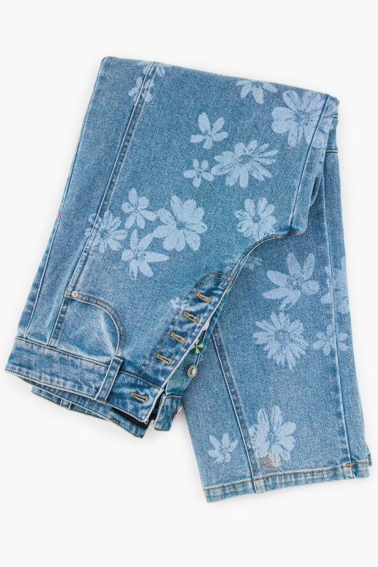 Pantaloni din denim cu flori