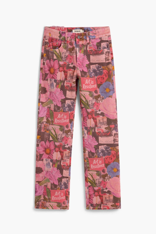 Pantaloni din denim imprimati