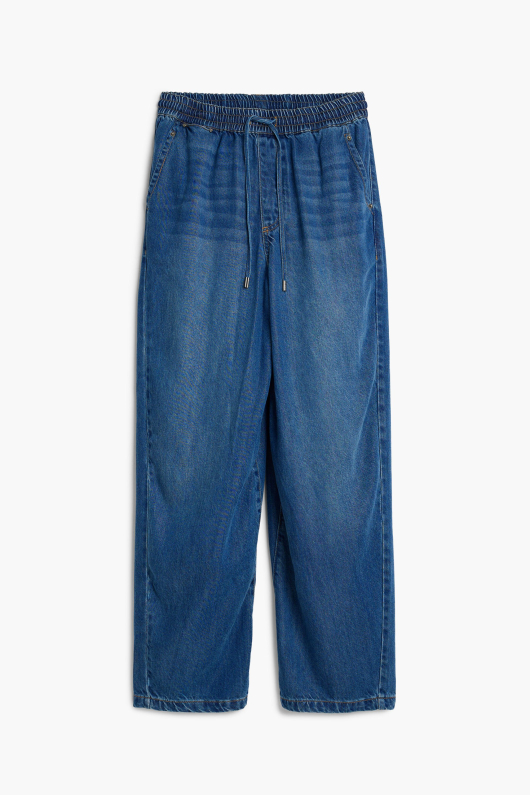 Pantalon lung din denim elastic