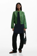 Jacheta verde cu efect piele