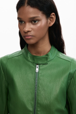 Jacheta verde cu efect piele