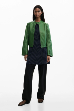 Jacheta verde cu efect piele