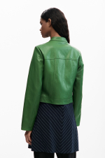 Jacheta verde cu efect piele