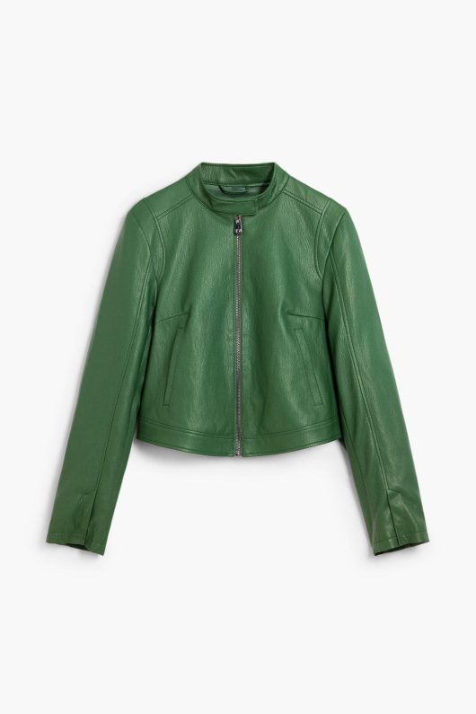 Jacheta verde cu efect piele
