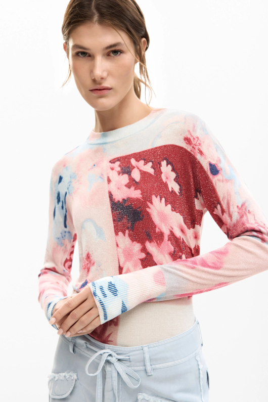 PULOVER DIN MATERIAL FIN, CU FIR LUREX