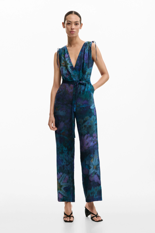 SALOPETA IN TONURI ALBASTRE CU PRINT FLORAL