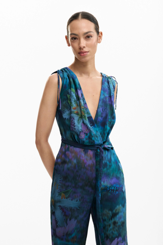 SALOPETA IN TONURI ALBASTRE CU PRINT FLORAL