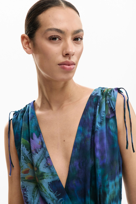 SALOPETA IN TONURI ALBASTRE CU PRINT FLORAL