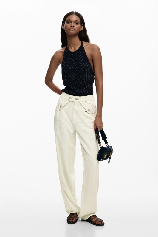 Pantaloni baggy cu nasturi