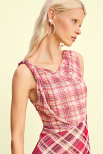 Rochie cu bretele in carouri