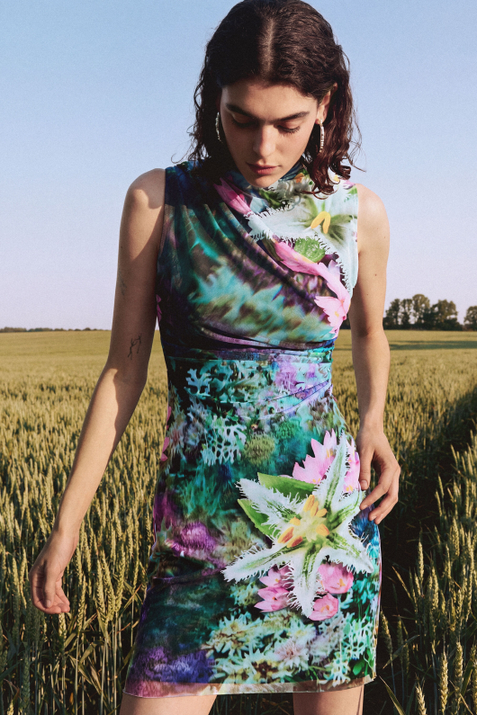 ROCHIE MINI DIN TULL CU IMPRIMEU FLORAL