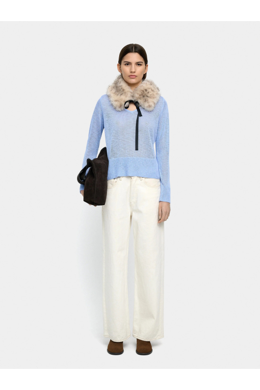 BLUZA BLUE SEMI TRANSPARENTA