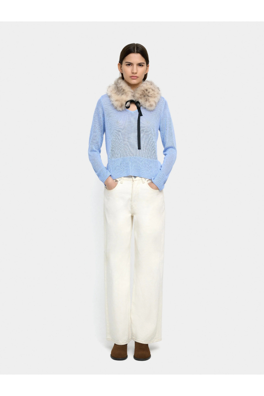 BLUZA BLUE SEMI TRANSPARENTA