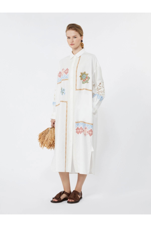 ROCHIE STIL CAMASA, ALBA CU BRODERIE