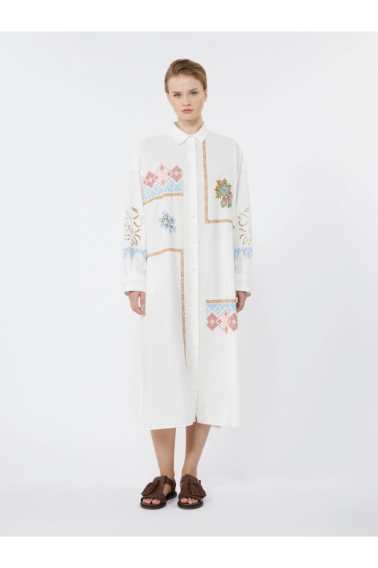 ROCHIE STIL CAMASA, ALBA CU BRODERIE