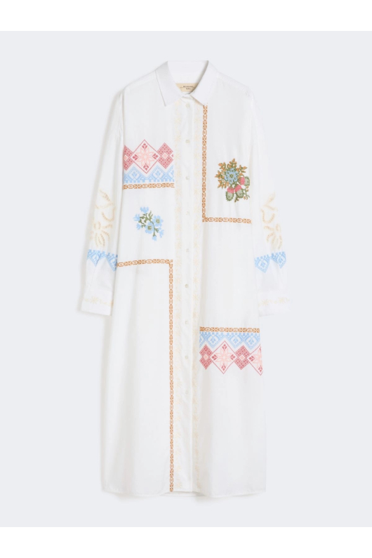 ROCHIE STIL CAMASA, ALBA CU BRODERIE