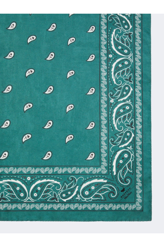 ESARFA VERDE, DIN MATASE CU PRINT