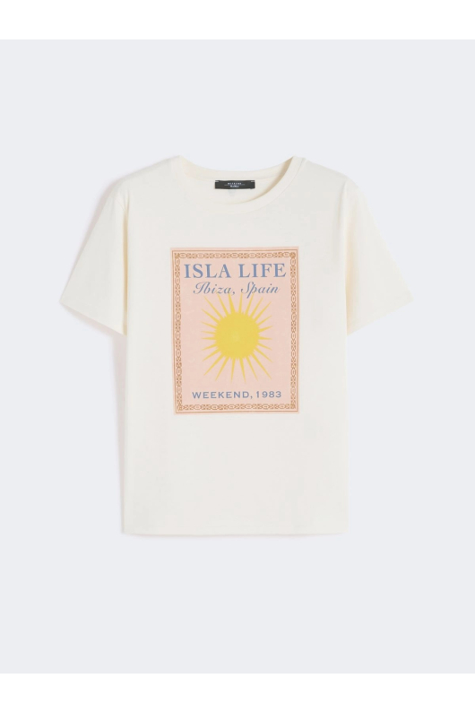 Tricou alb cu print