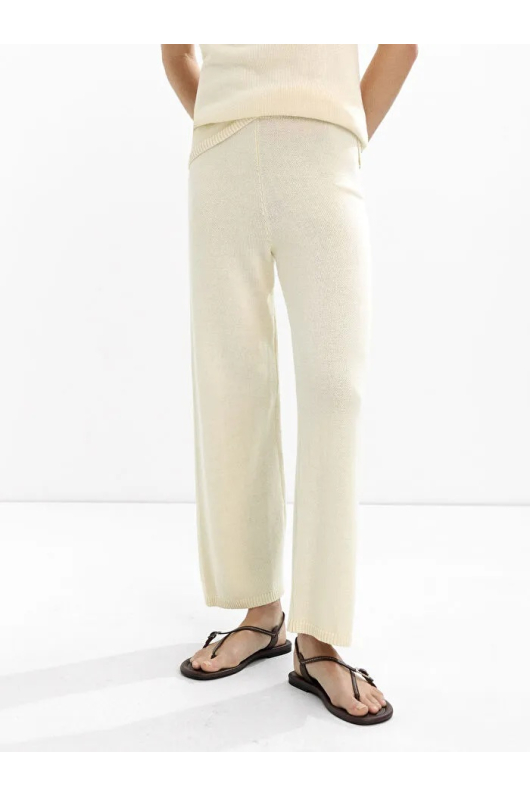 PANTALONI CREM TRICOTATI